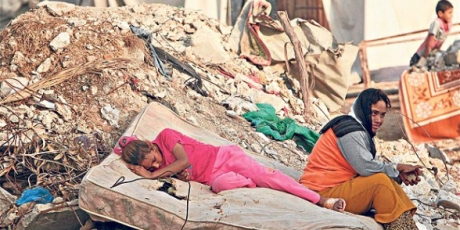 Sleeping in the rubble